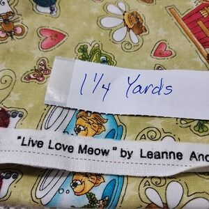Leanne Anderson Fabric Live Love Meow Cotton Caboodle 1 1/4 Yards